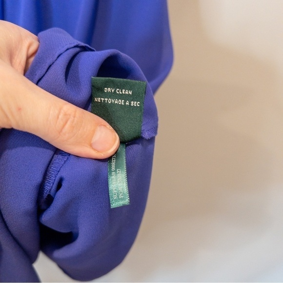 Lauren Ralph Lauren Womens Size 10 Sleeveless Chiffon Dress Pleated Blue Wedding - Picture 10 of 11